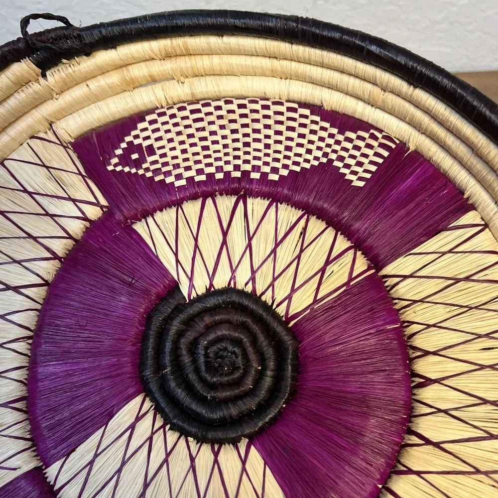 Vintage Handwoven Boho Wall Basket Tray‎ African Fish Spiral Design